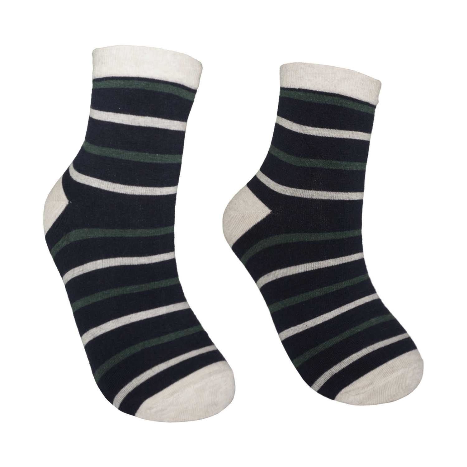 Men's Wide Stripe Design Fashion Crew Socks - Zestique