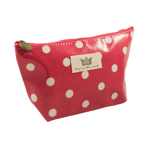 Polka Dot Pattern Cosmetic Pouch Bag - Pink - Zestique