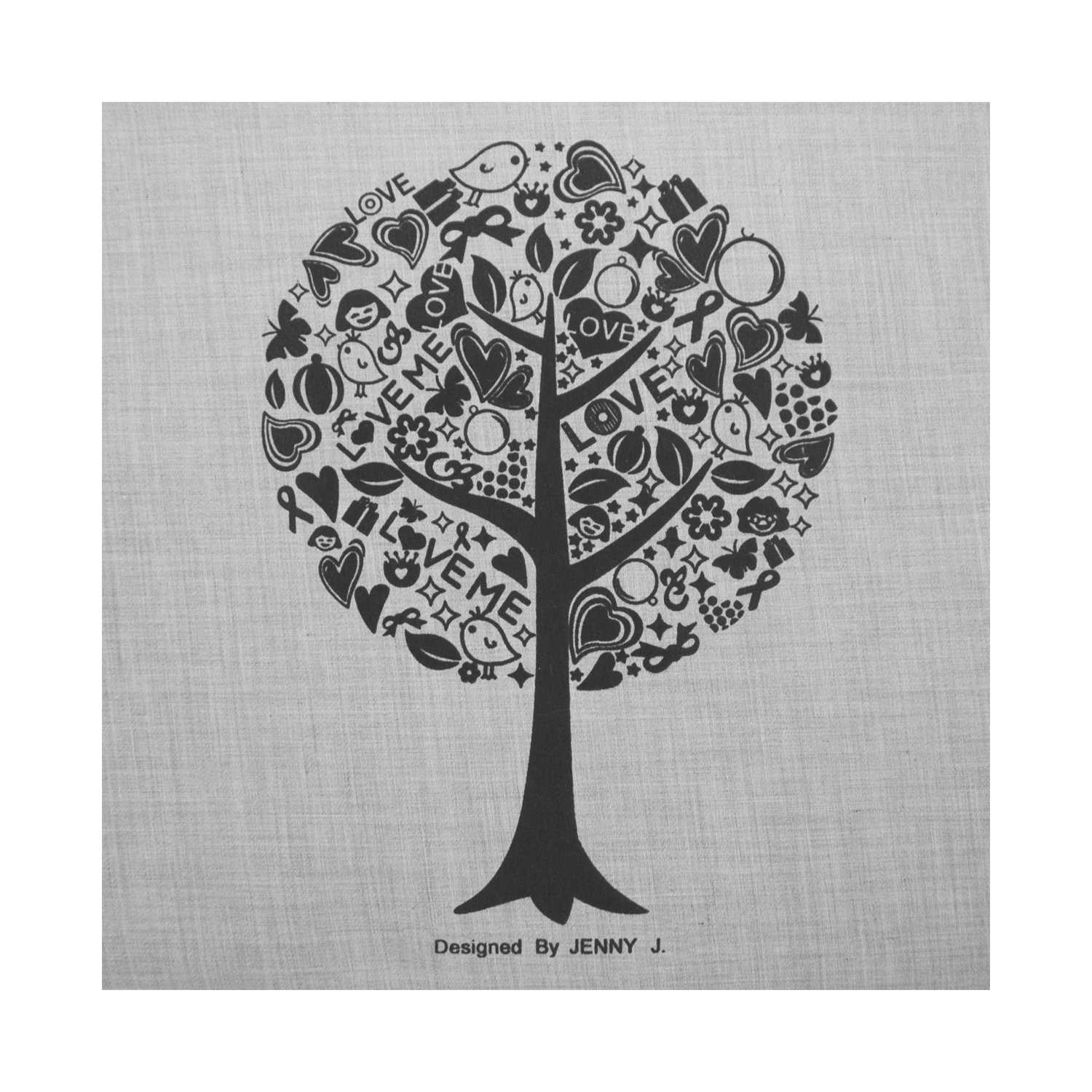 Love Tree Illustration Canvas Tote Bag - Gray - Zestique