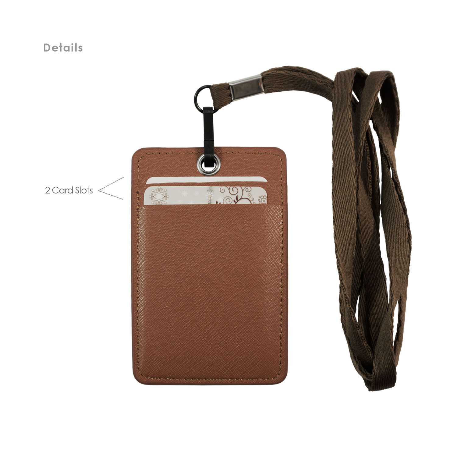 Unisex ID & Credit Cards Holder Wallet with Lanyard - Brown - Zestique