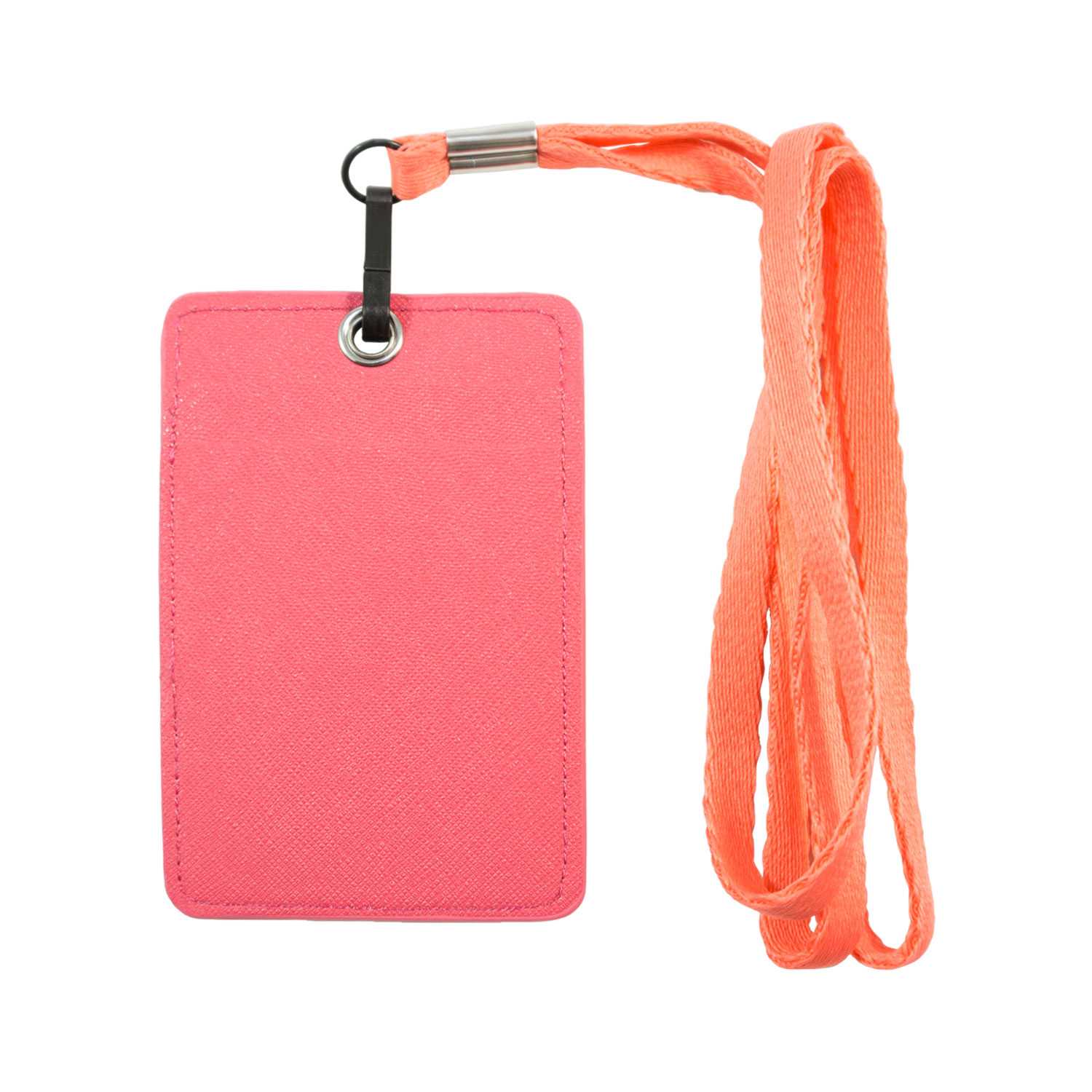 Unisex ID & Credit Cards Holder Wallet with Lanyard - Pink - Zestique