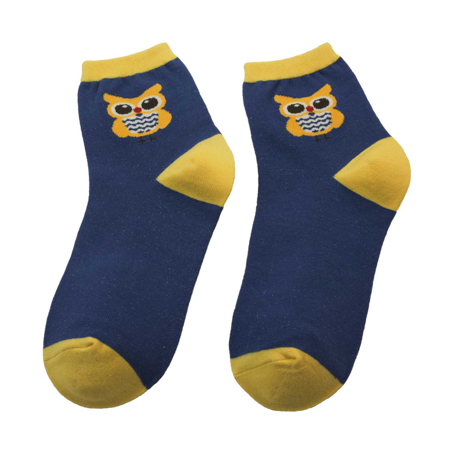Women's Owl Design Crew Socks - Navy - Zestique