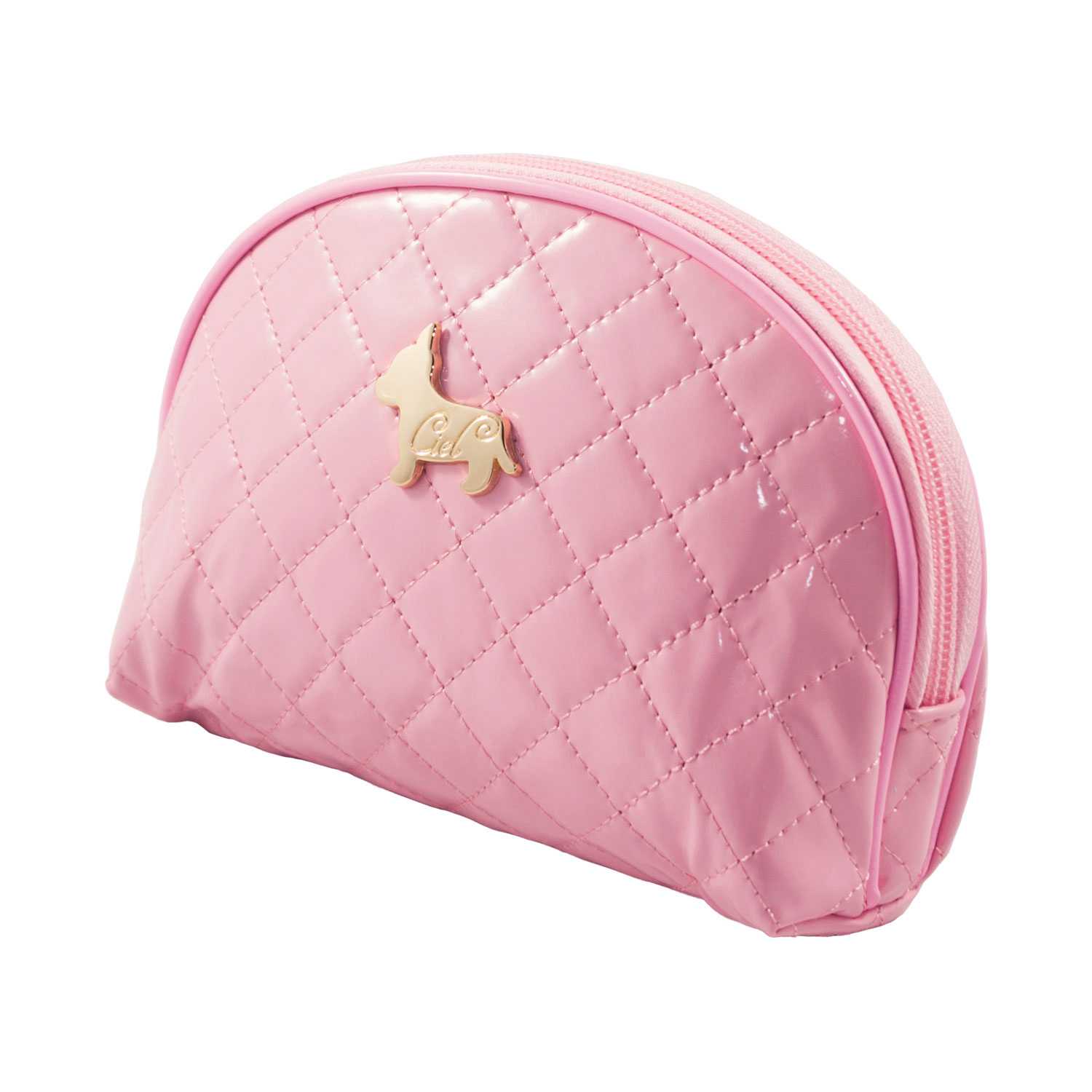 Shiny Half Moon Shape Cosmetic Pouch Bag - Light Pink - Zestique