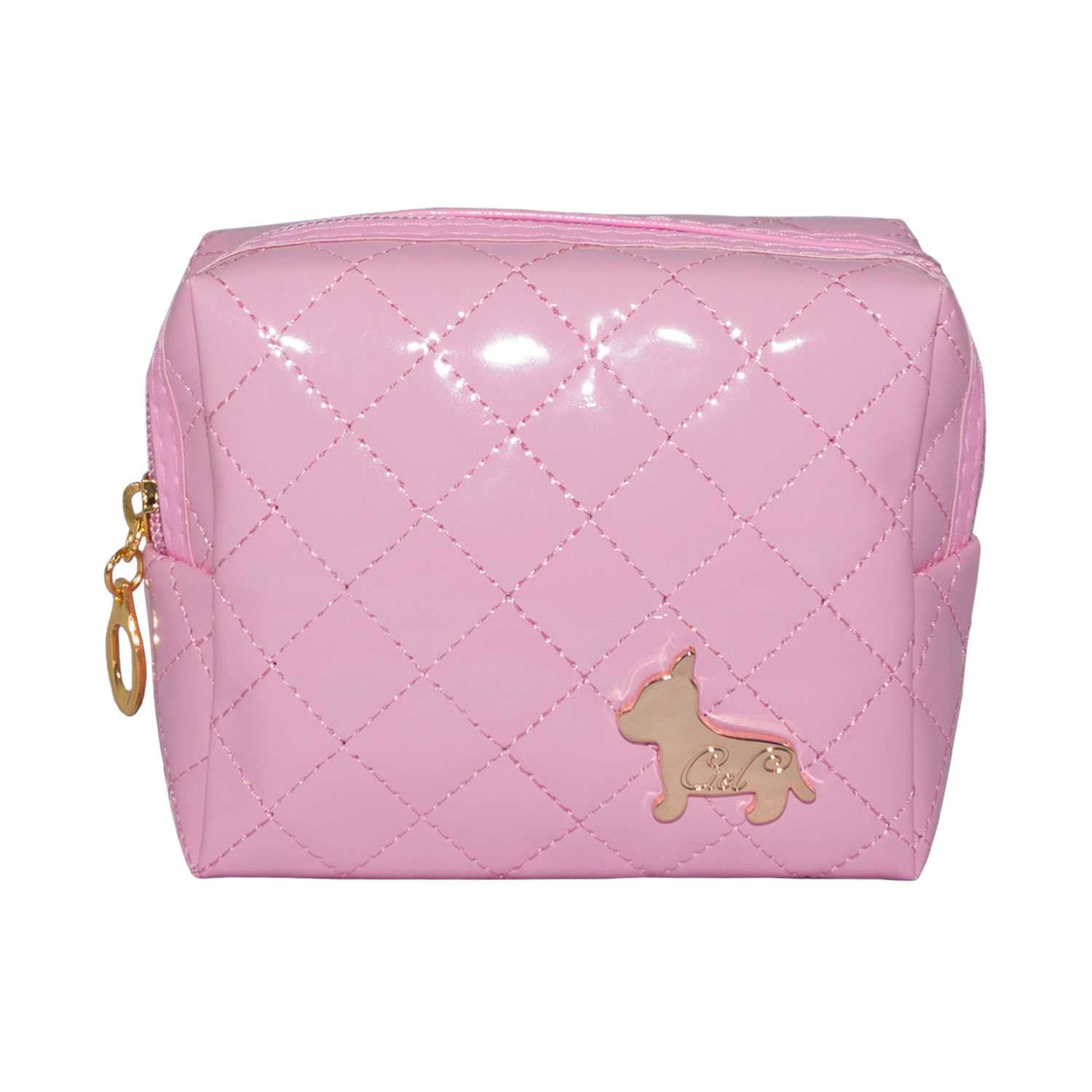 Shiny Rectangular Shape Cosmetic Pouch Bag - Light Pink - Zestique