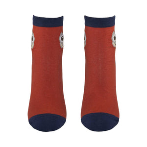 Women's Owl Design Crew Socks - Red - Zestique