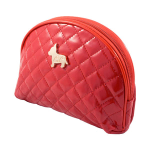 Shiny Half Moon Shape Cosmetic Pouch Bag - Red - Zestique