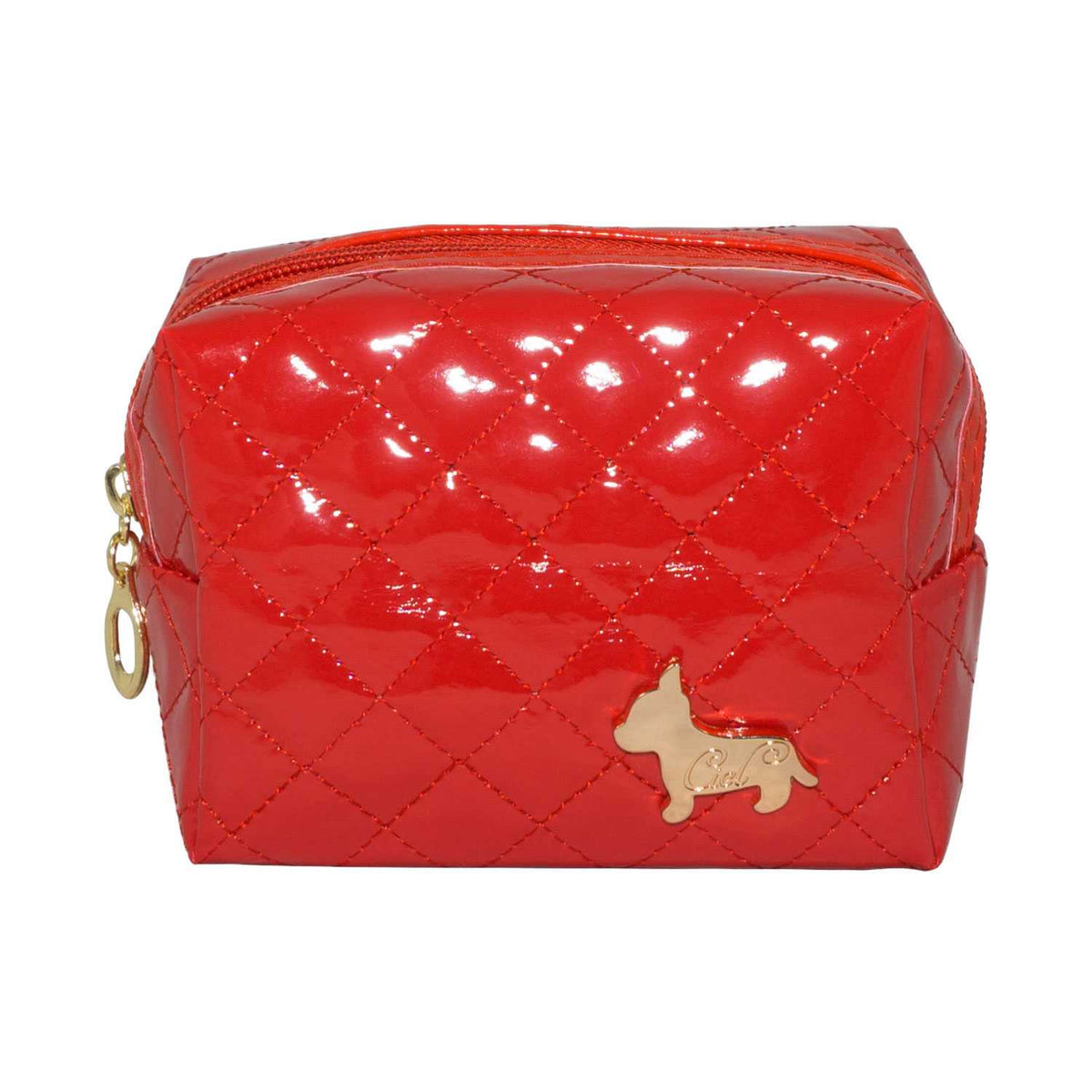 Shiny Rectangular Shape Cosmetic Pouch Bag - Red - Zestique